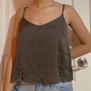 Charcoal Grey Tank Top Blouse Sleeveless